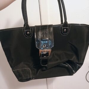 Elegant Black Leather Tote Bag